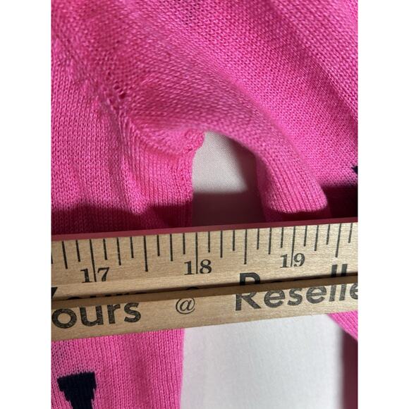 Baker Golf Womens S NWT Pink Silk Cashmere Golf Tee Print V-Neck Sweater Preppy - Picture 7 of 8
